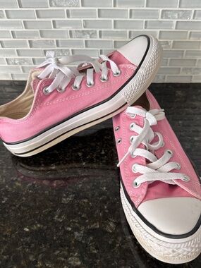 Converse Pink Low-Top Canvas Sneakers with White Accents